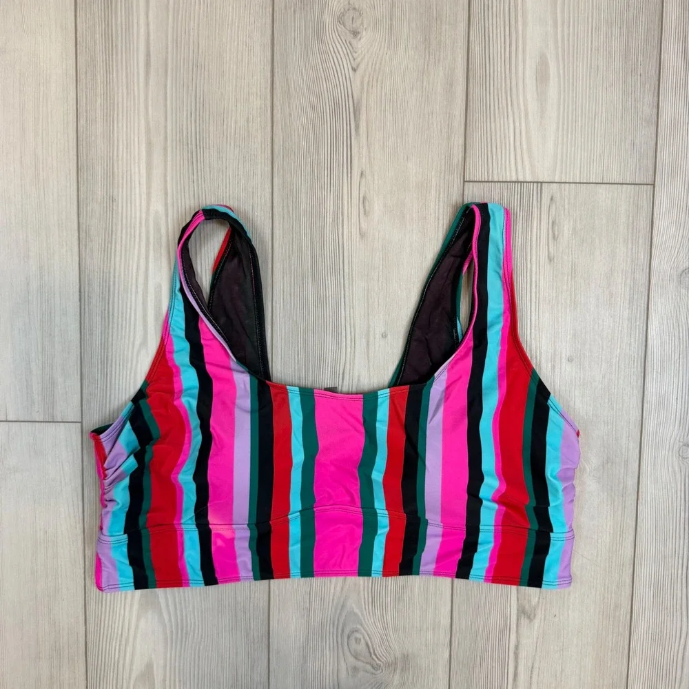 Torrid Multi Color Vertical Stripe Scoop Neck Bikini Swim Top Plus Size 3 3X